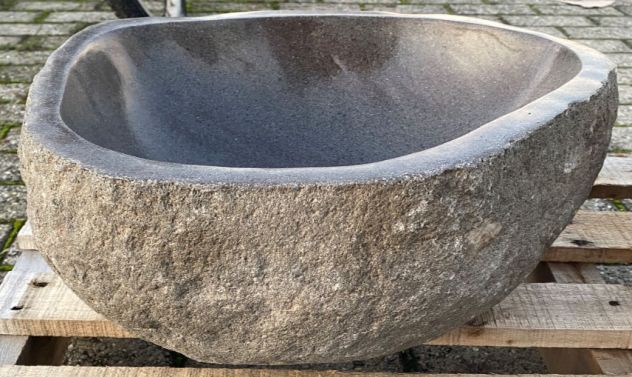 Lavabo lavandino da appoggio in pietra sasso di fiume 3 - Foto 9