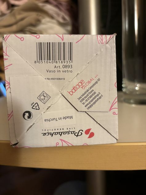 VASO PER FIORI NUOVO CONFEZIONATO IN VETRO TRASPARENTE MARCA PASABAHCE BY ACQUA - Foto 10