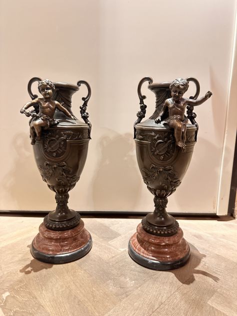 Vasi bronzo marmo putti - Foto 8