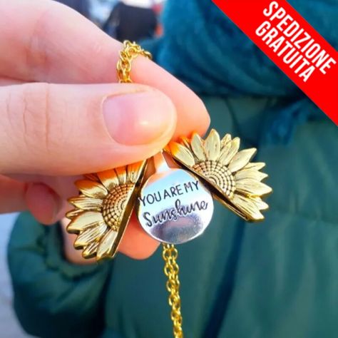 Collana Con Ciondolo Girasole 'You Are My Sunshine' In Argento Sterling 925 – Gioiello VONALA, Regalo Per Lei