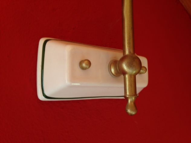 Applique in ottone e ceramica decorata vintage - Foto 4