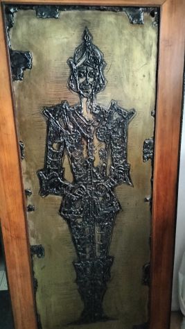 Grande quadro guerriero metallo lavorato firma SAURO 1965 - Foto 9