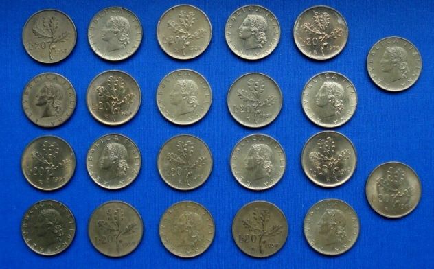 ALFA 171 - ITALIA 20 LIRE LOTTO DI 22 MONETE VEDI FOTO E DESCRIZIONE