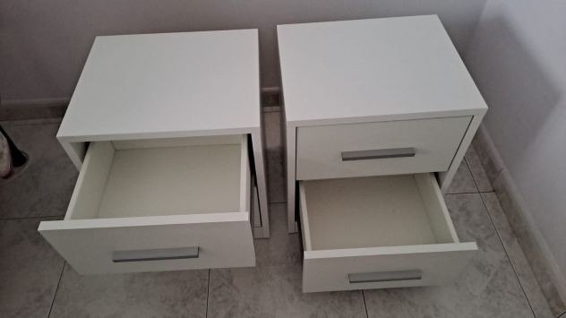 Comodini Coppia Bianco Frassino o Trittico con Comò - Foto 3