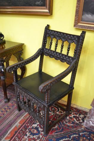 Coppia di poltrone stile Rinascimentale primi del XX secolo - Foto 8