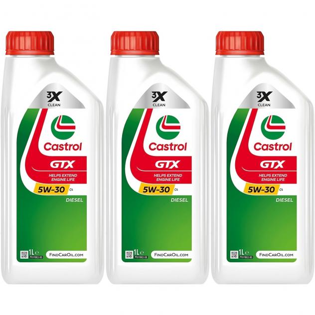 Kit 3 lt olio motore Castrol GTX C4 5w30 Protezione avanzata per il tuo motore
