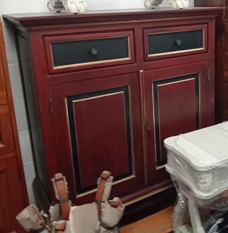 ELEGANTE CREDENZA DI ANTIQUARIATO SHABBBY CHIC LACCATA e DIPINTA - Foto 5