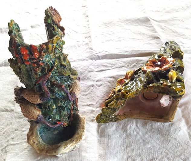 Scultura ceramica Pavoni alla fonte+applique angolare in ceramica - Foto 6