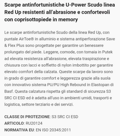 U-POWER Scudo S3 SRC CI ESD Scarpe antinfortunistiche N.38 - Foto 6