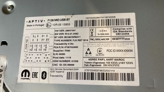 Autoradio originale Fiat Panda Cross del 2019 (07357033450) - Foto 4