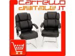 COPPIA DI POLTRONCINE UFFICIO OSPITE IN ECOPELLE NERA - MODELLO KING - NUOVA