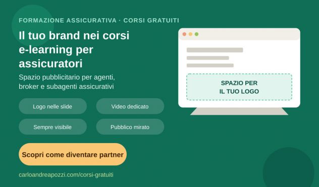 Spazio pubblicitario in corsi e-learning per agenti e broker assicurativi