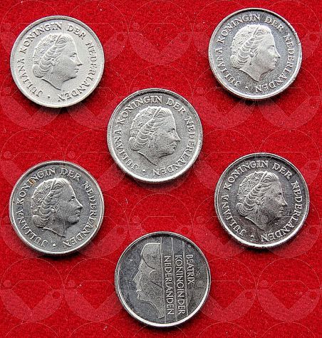 NEDERLAND 1959-1982 lotto di 6 monete da 10 Cent - Foto 2