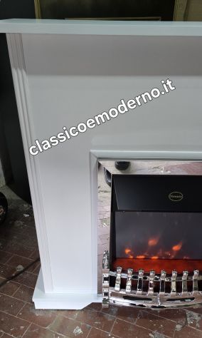 Camino stufa elettrica bianco boiserie in legno arredamento con spedizione - Foto 2