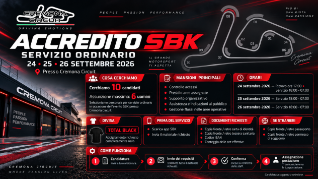 ADDETTE ADDETTI CREMONA CIRCUIT 25/26/27 SETTEMBRE 2026 - Foto 2