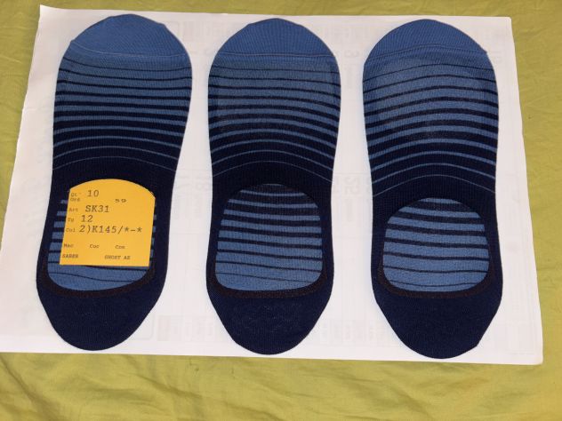 3 PAIA DI CALZE NUOVE UGUALI,UNISEX,FANTASMINI INVISIBILI,A RIGHE BLU E AZZURRO, - Foto 5