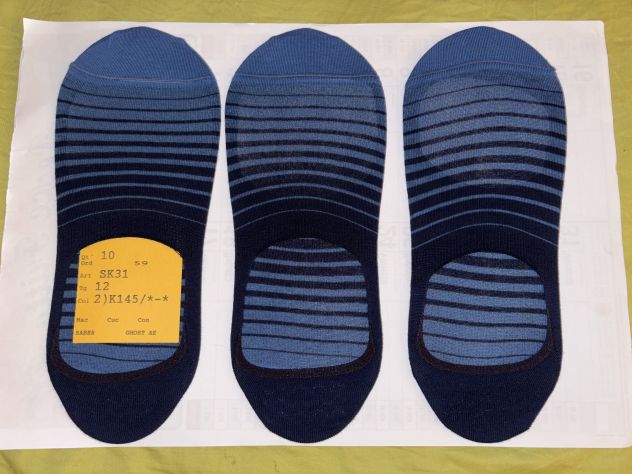3 PAIA DI CALZE NUOVE UGUALI,UNISEX,FANTASMINI INVISIBILI,A RIGHE BLU E AZZURRO, - Foto 9