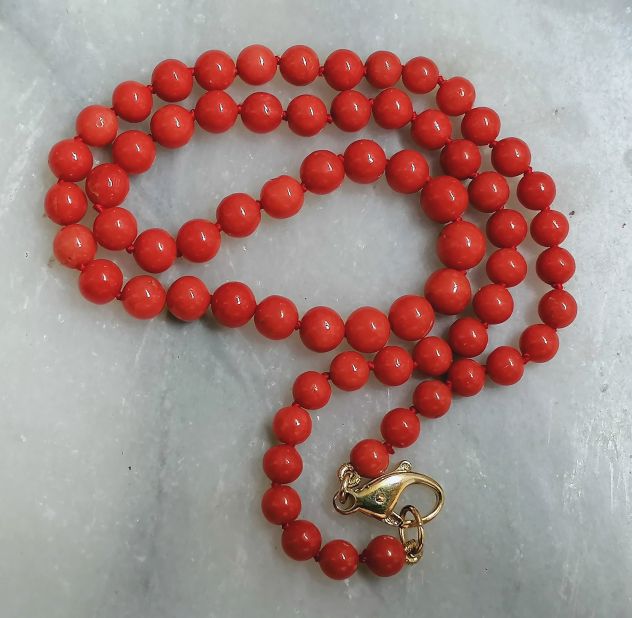COLLANA SCALARE IN AUTENTICO CORALLO ROSSO MEDITERRANEO CHIUSURA ARGENTO. - Foto 8