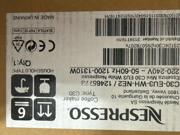 Macchina da caffè Nespresso Essenza Mini C30 bianca – nuova, sigillata - Foto 4