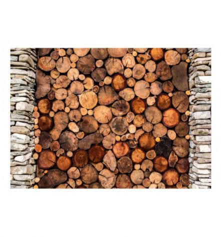 Fotomurale Adesivo Con I Ceppi Di Legno ARREDALACASA - Foto 2