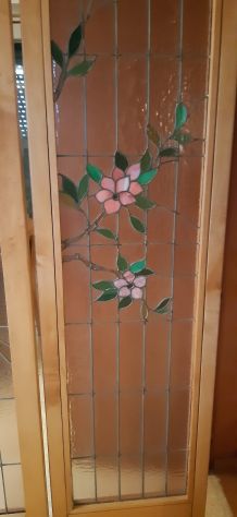 vetrate cattedrale floreale liberty primi 1900 h 190 x 45 con cornice h 220 x 53 - Foto 10