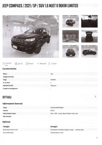 JEEP COMPASS 1.6 Mjt II 2WD LIMITED - Giugno 2021 - Foto 2