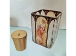 Portacandele  vintage Alphonse  Mucha   ,in vetro Goebel , dipinto a mano,