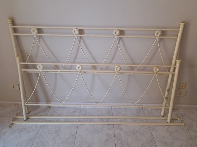 Letto Ferro Beige Rete Doghe Materasso Specchio - Foto 9