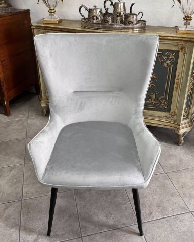 Poltrona Moderna NUOVA in velluto grigio Posso spedire - Foto 3