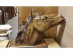 Scultura in legno testa di cavallo -  su unico pezzo
