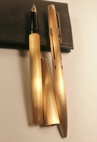 VINTAGE PARURE BERENDSHON PENNE ORO SATINATE STILOGRAFICA E SFERA 4 COL.FINE '60 - Foto 2
