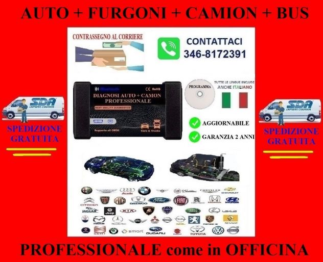 DIAGNOSI multimarca TUTTE le AUTO+CAMION+BUS # spedizione CONTRASSEGNO
