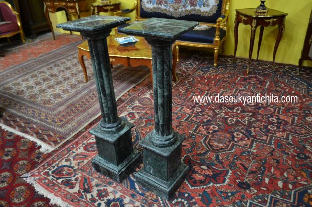 Coppia di colonne-piedistalli in marmo verde - Foto 6