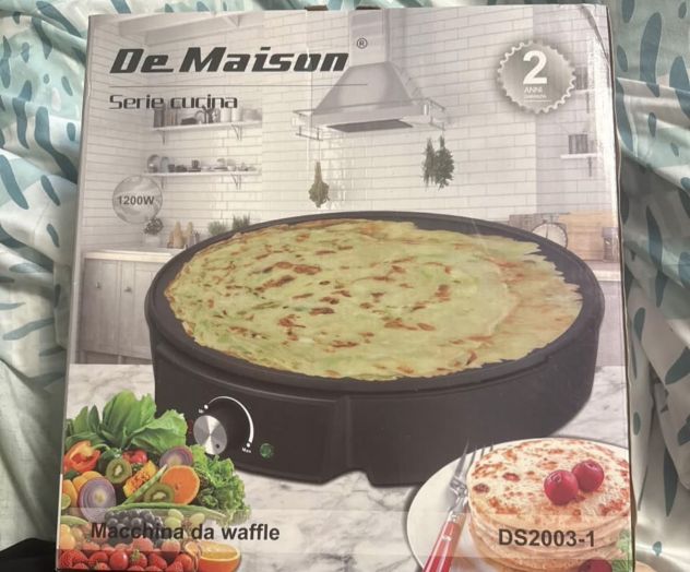 Crepiera Elettrica De Maison 1200W - Piastra per Crêpes e Piadine con Accessori