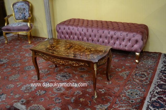Tavolino da salotto stile Luigi XV intarsiato - Foto 3
