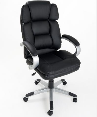 POLTRONA UFFICIO ERGONOMICA GIREVOLE IN ECOPELLE NERA - DIREZIONALE MODELLO KING - NUOVA - Foto 2
