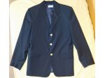 Giacca blu in lana con bottoni dorati, taglia 40.