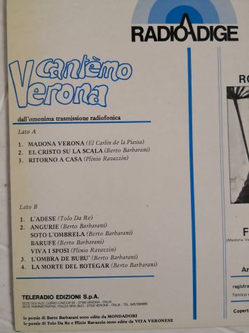 Disco Vinile Lp 33 giri di Roberto Puliero "Cantèmo Verona", originale anni '80 - Foto 5