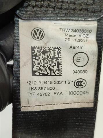 CINTURA DI SICUREZZA POSTERIORE DX VOLKSWAGEN Scirocco Serie (137) 1K8857806 CAXA (0814) - Foto 3