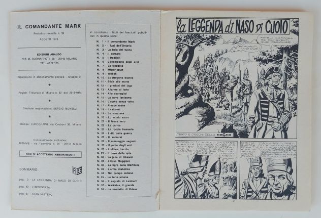 IL COMANDANTE MARK: LA LEGGENDA DI NASO DI CUOIO N.39 ED.ARALDO, AGOSTO 1975 - Foto 5