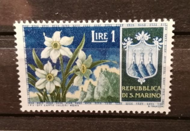 San Marino 1953 - Narcisi Lire 1 - NUOVO Gomma Integra - Foto 3