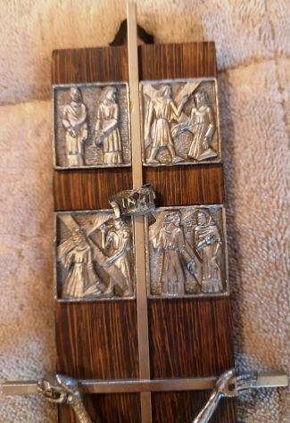 Crocifisso via crucis 35x5 legno e metallo - Foto 3