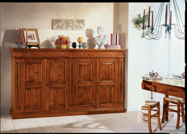 Credenza 4 porte 2 cassetti arte povera cod 11525