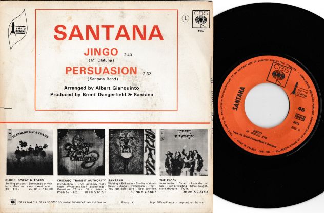 SANTANA - Jingo / Persuasion - 7'' / 45 giri 1969 CBS - Foto 2