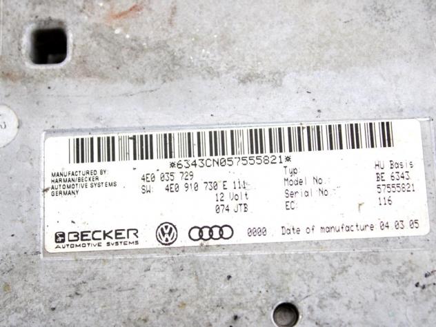 4E0035729 CENTRALINA MODULO INTERFACCIA MULTIMEDIALE AUDI A8 3.0 D 171 KW 4X4 (2005) RICAMBIO USATO - Foto 4