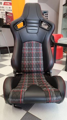 COPPIA SEDILI SPORTIVI TRAMA SCOZZESE ROSSA GTI LOOK UNIVERSALI - Foto 3