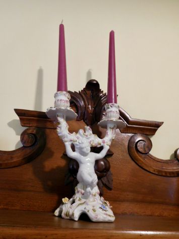Candelabro antico in ceramica di Bassano decorata a mano - Foto 2