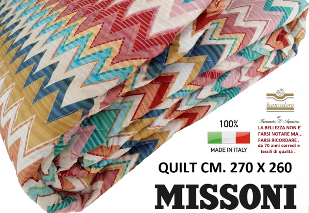 Trapunta quilt copriletto coperta MISSONI matrimoniale