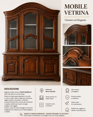 CREDENZA STILE CLASSICO LEGNO MASSELLO