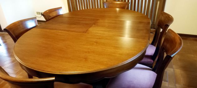 Elegante Set Sala da Pranzo: Tavolo Rotondo Allungabile + 6 Sedie in Legno Masse - Foto 2